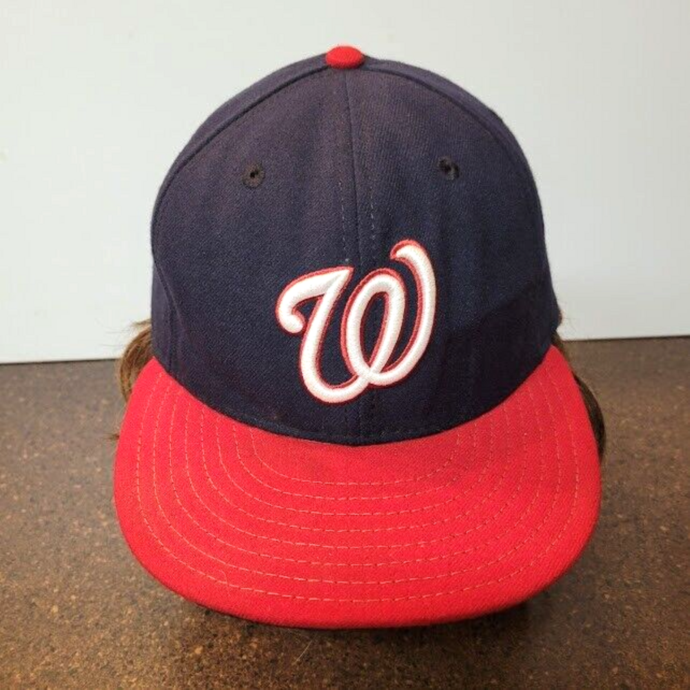 Washington Nationals Hat Cap Mens 7 1/2 Fitted Blue Red MLB Baseball New Era